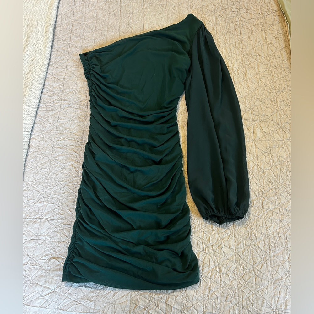 One-Shoulder Hello Molly Emerald Green Dress